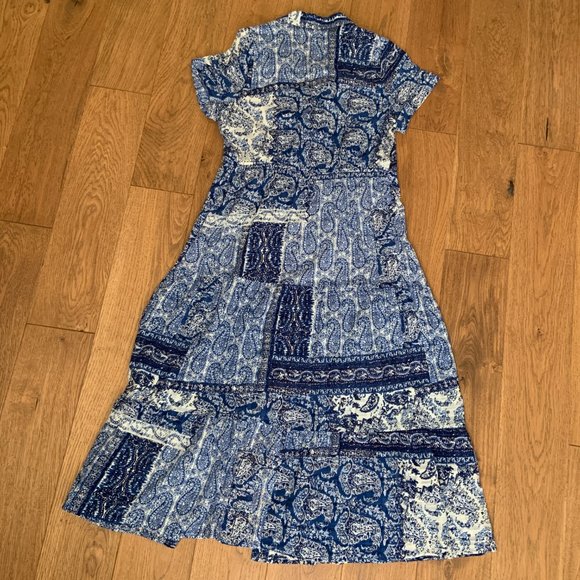 Zara Women's Cotton Midi Printed Shirt Dress V-Neck Collar Short Sleeves Size M - Picture 16 of 16